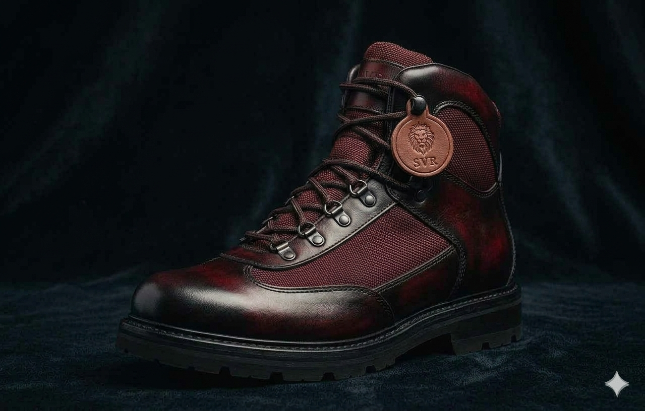 SVR Black Burgundy Leather Boot